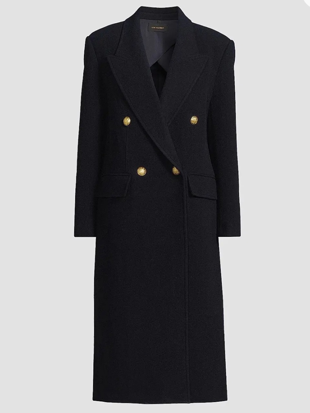 Kobi Halperin Black Double-Breasted Coat with Gold Buttons